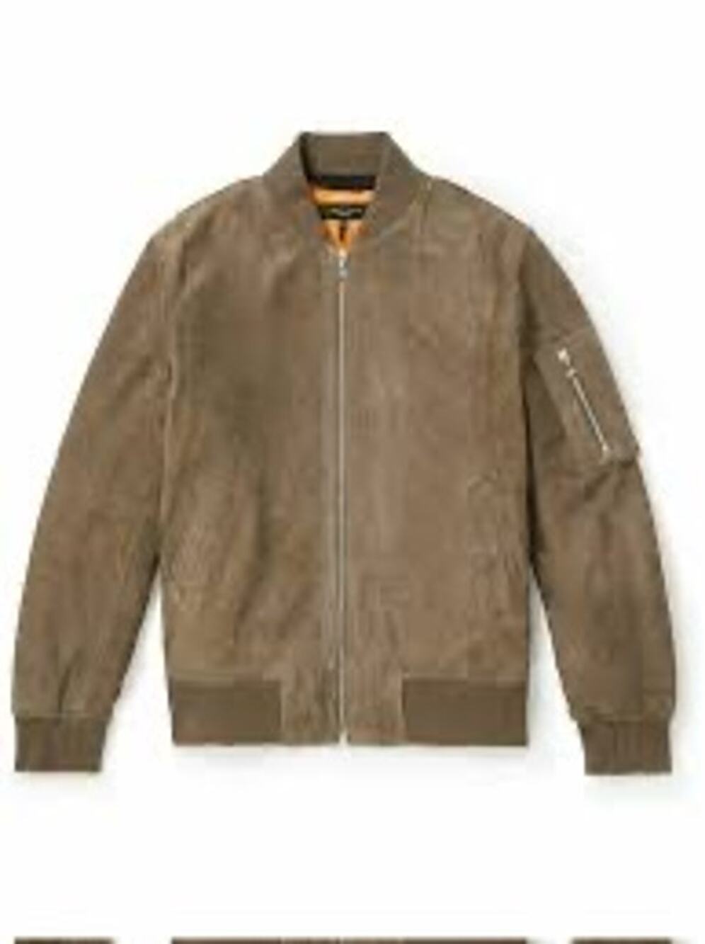 rag & bone Manston Suede Bomber Jacket Mens M Gray Orange Lined $1195